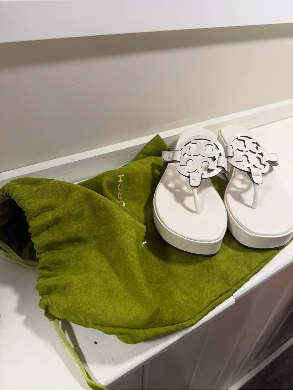 Tory Burch White Miller Platform Sandals